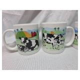 Holstein Cow Farm Scene Coffee Mugs Set of 4