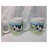 Holstein Cow Farm Scene Coffee Mugs Set of 4