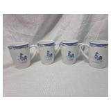 Mulberry Home Collection Blue Rooster Mugs Set of 4