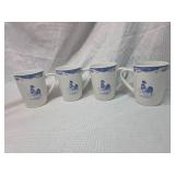 Mulberry Home Collection Blue Rooster Mugs Set of 4
