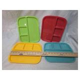 Colorful Divided Lunch Plates Set of 4