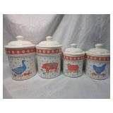 Country Farm Animal Ceramic Canister Set