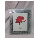 Family Glass Photo Frame with Red Rose Print