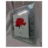 Family Glass Photo Frame with Red Rose Print