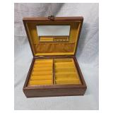 Decorative Wooden Jewelry Box with Tapestry Scene