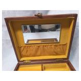 Decorative Wooden Jewelry Box with Tapestry Scene