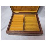 Decorative Wooden Jewelry Box with Tapestry Scene