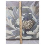 White and Gold Floral Canvas Art