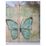 2 Massive Turquoise Butterfly Wall Art Canvases