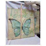2 Massive Turquoise Butterfly Wall Art Canvases
