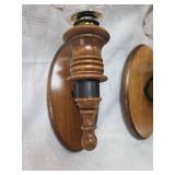 Colonial Style Wood Wall Sconces with Glass Shades - Set of 3