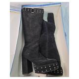 Black Suede Studded Knee-High Boots 5.5