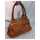 Antonio Melani Brown Leather Handbag with Wrapped Handles