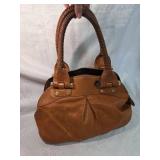 Antonio Melani Brown Leather Handbag with Wrapped Handles