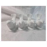White Ceramic Bird Candle Holders - Set of 4