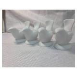 White Ceramic Bird Candle Holders - Set of 4