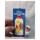 Rooster Design Glowing Luminaria Jar