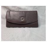 Brown Leather Tri-fold Wallet with Silver Accent
