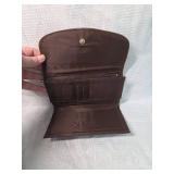 Brown Leather Tri-fold Wallet with Silver Accent