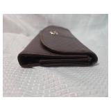 Brown Leather Tri-fold Wallet with Silver Accent