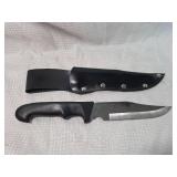 Fixed Blade Hunting Knife with Leather Sheath