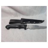 Fixed Blade Hunting Knife with Leather Sheath