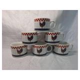 Majesticware Country Rooster Coffee Mugs Set