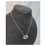 Gold Tone Necklace with Triple Ring Pendant