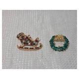 Set of 2 Holiday themed brooches