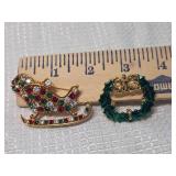 Set of 2 Holiday themed brooches