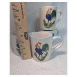 Hand Painted Rooster Coffee Mugs Set of 4