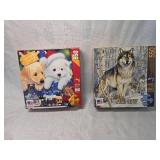 (2)550 Piece Holiday Puzzle Set - Wolves and Puppies