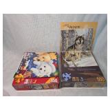 (2)550 Piece Holiday Puzzle Set - Wolves and Puppies