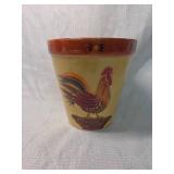 Hand Painted Rooster Pot