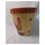 Hand Painted Rooster Pot