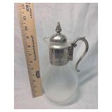 Frosted Glass Carafe with Silver Plated Holder