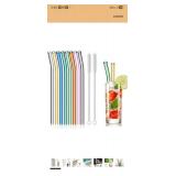 Reusable Glass Drinking Straws Set with Cleaning Brushes