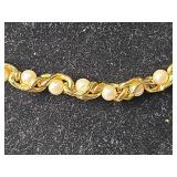 Beautiful Pearl and Gold Toned Twist Chain Necklace