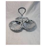 Triple Shell Silver colored Serving Dish