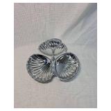 Triple Shell Silver colored Serving Dish