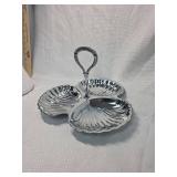 Triple Shell Silver colored Serving Dish
