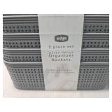 Edge 5-Piece Woven Storage Basket Set - Gray