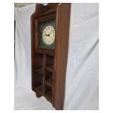 Wooden Wall Clock with Display Shelves