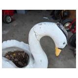 Large white concrete goose planter