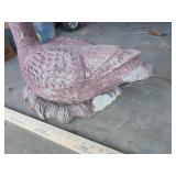 Large pinkish outdoor concrete goose decor