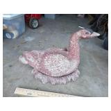 Large pinkish outdoor concrete goose decor