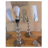 4 lamps - all turned on when tested; 2 Crystal Ball Stacked Table Lamps & 2 silver base lamps.