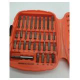 Black & Decker drill bits, screwdriver tips set in case. Missing 2 drill bits, see images.