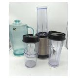 Faberware Drink Smoothie Blender, Model TSK-9348R with 4 cups, 2 lids, worked when tested. & Plastic BPA free pitcher.