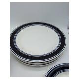 Navy Blue and White Striped plates & bowls set, 11 pieces total. 4 dinner, 4 small, 3 bowls. No chips seen.